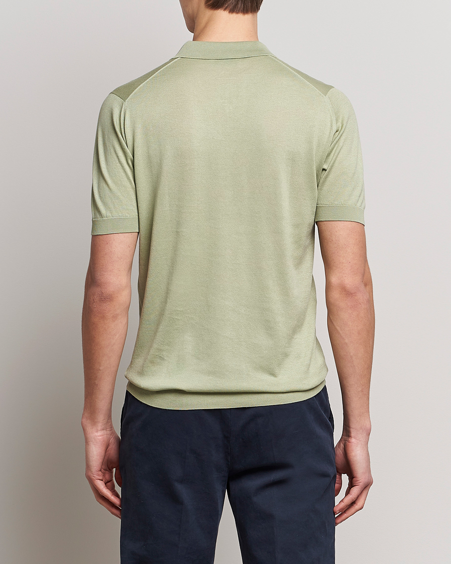 Hombres | Polos | John Smedley | Adrian Slim Fit Sea Island Polo Desert Green