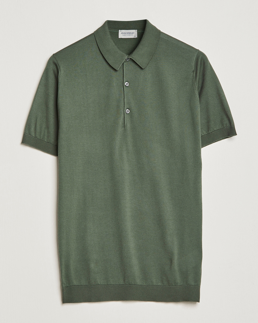 Hombres | Polos | John Smedley | Adrian Slim Fit Sea Island Polo Palm Green