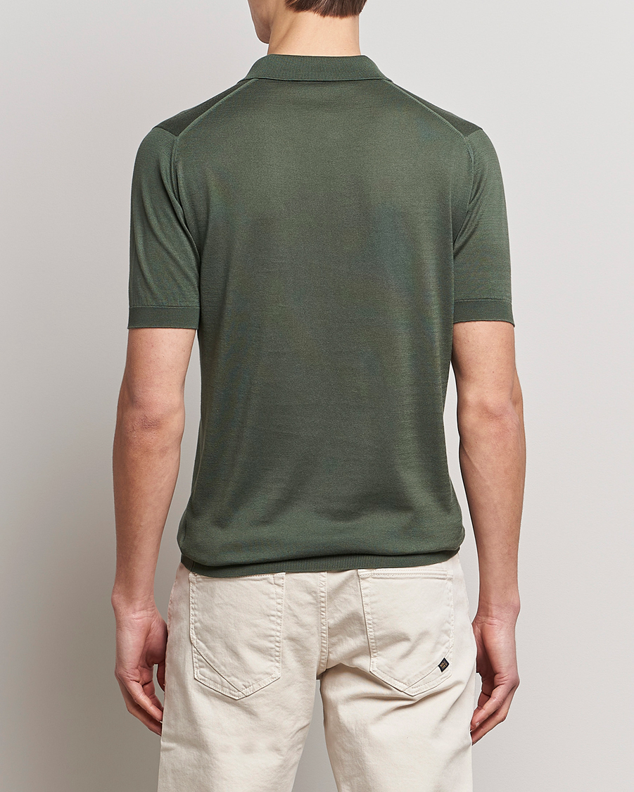 Hombres | Polos | John Smedley | Adrian Slim Fit Sea Island Polo Palm Green