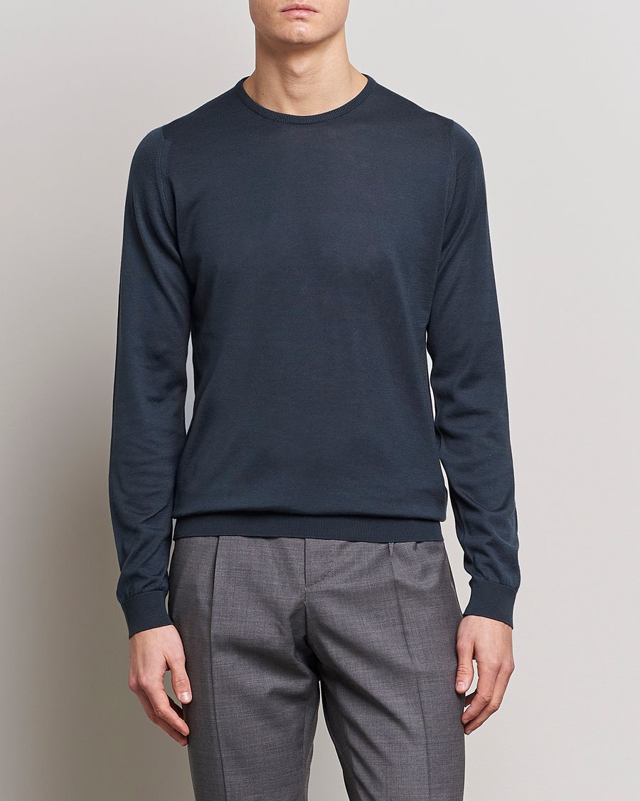 Hombres | Jerséis y prendas de punto | John Smedley | Hatfield Sea Island Crew Neck Granite