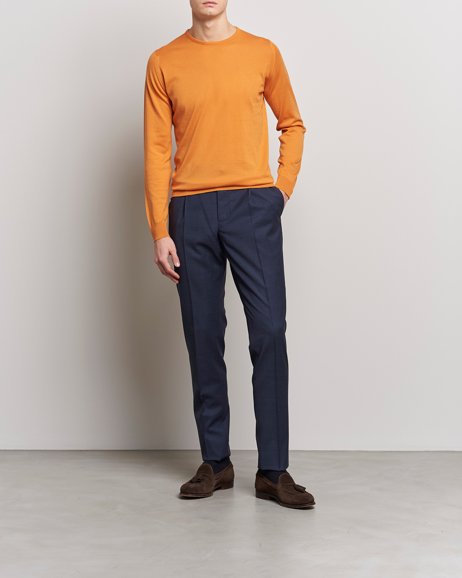 Hombres | Jerséis y prendas de punto | John Smedley | Hatfield Sea Island Crew Neck Mandarin Orange