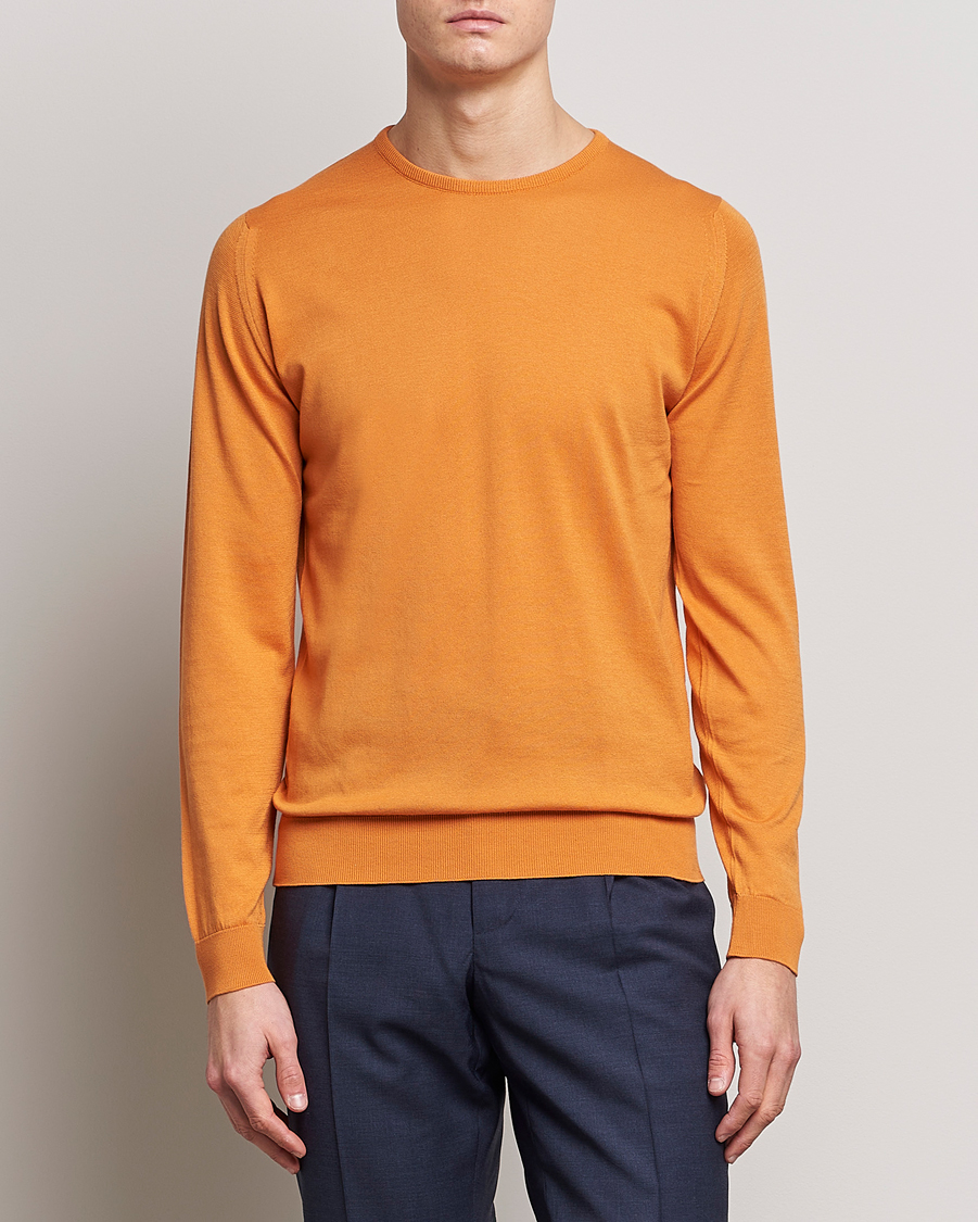 Hombres | Jerséis y prendas de punto | John Smedley | Hatfield Sea Island Crew Neck Mandarin Orange