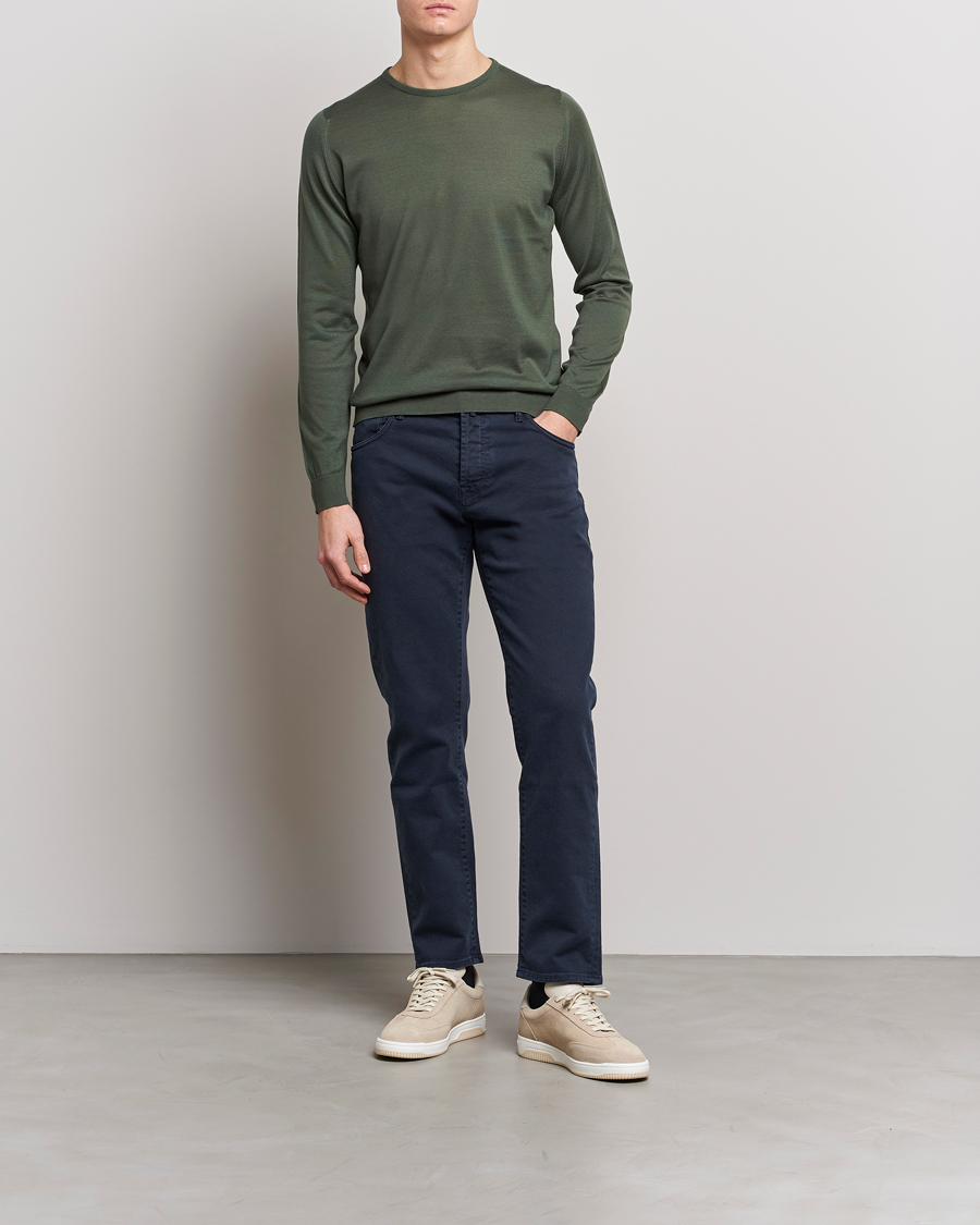 Hombres | Jerséis y prendas de punto | John Smedley | Hatfield Sea Island Crew Neck Palm Green