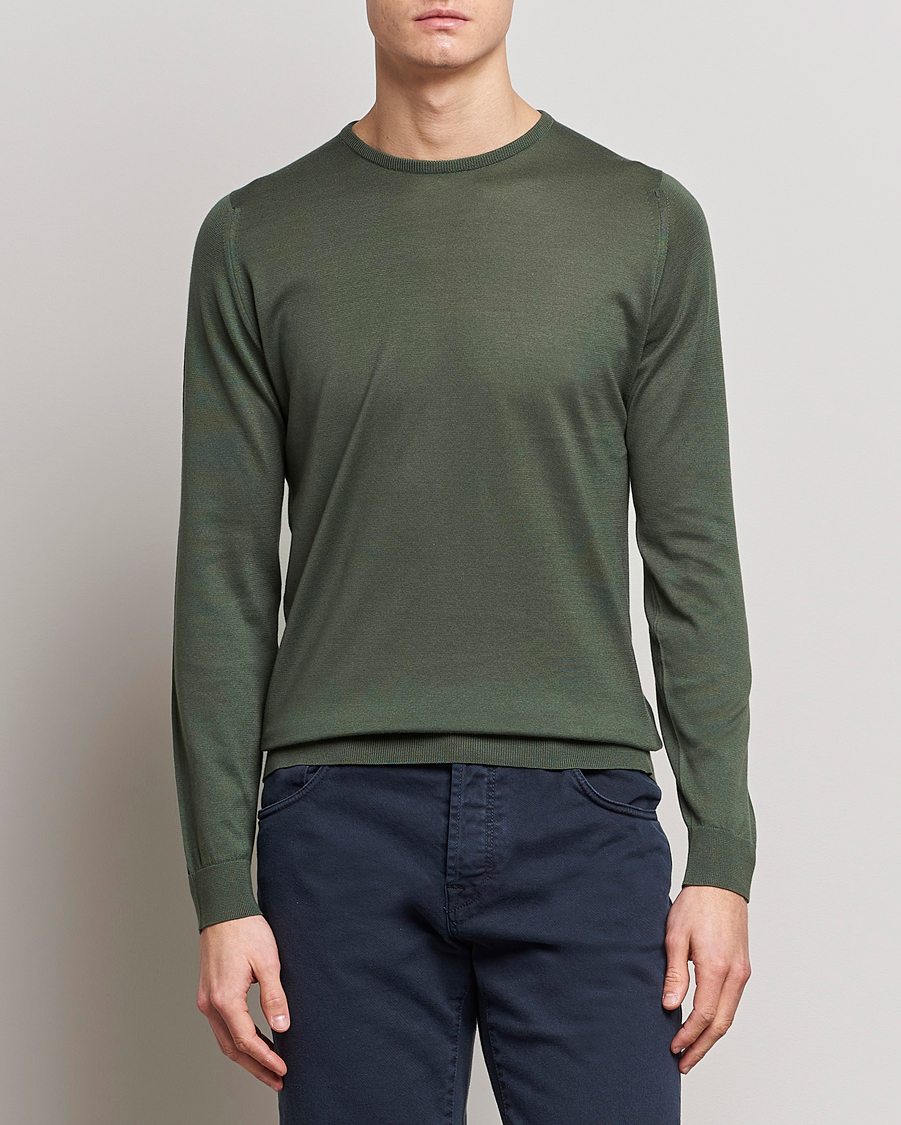 Hombres | Jerséis y prendas de punto | John Smedley | Hatfield Sea Island Crew Neck Palm Green