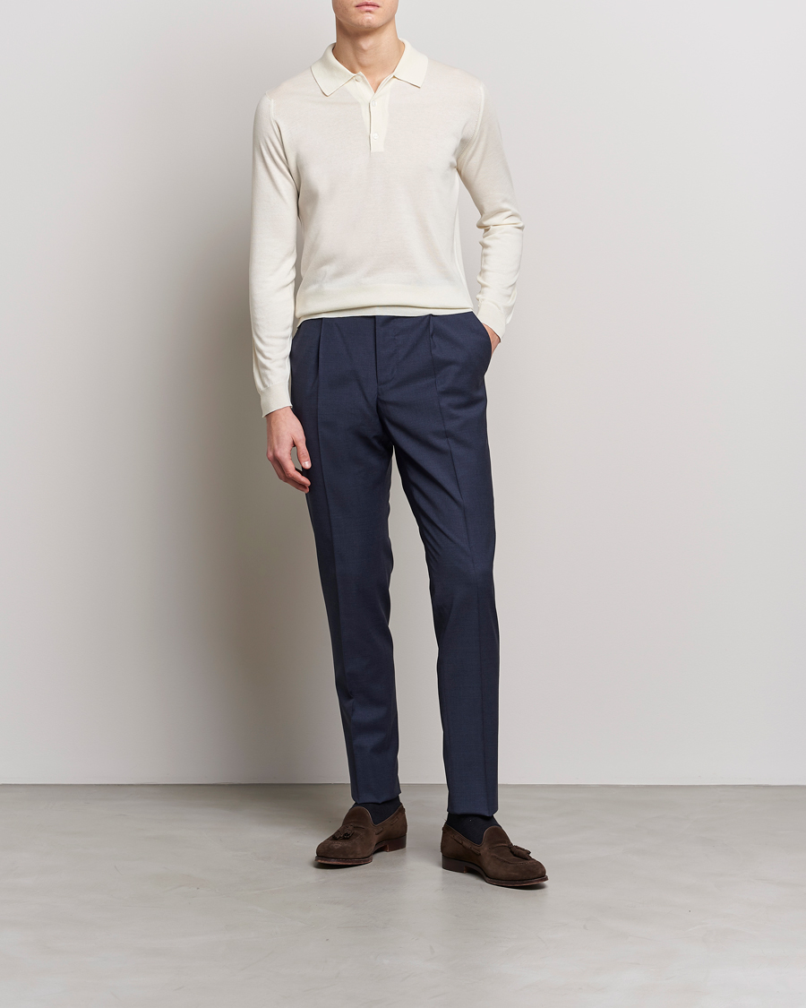 Hombres | Jerséis y prendas de punto | John Smedley | Belper Wool/Cotton Polo Pullover Latte