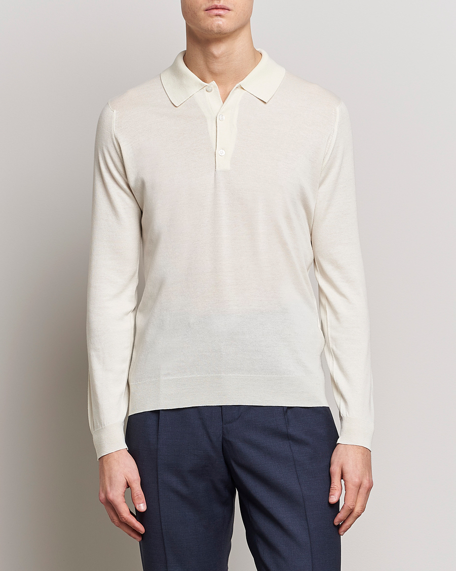 Hombres | Jerséis y prendas de punto | John Smedley | Belper Wool/Cotton Polo Pullover Latte