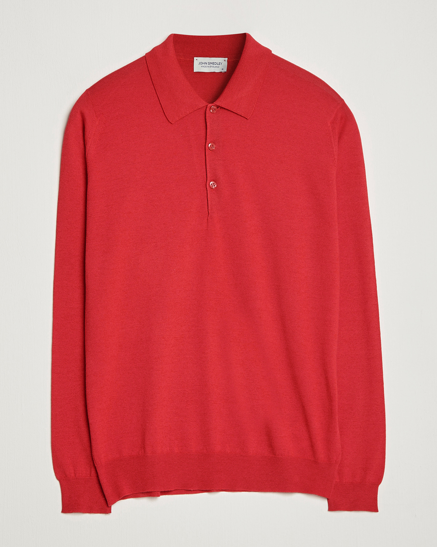 Hombres | Jerséis y prendas de punto | John Smedley | Belper Wool/Cotton Polo Pullover Ruby