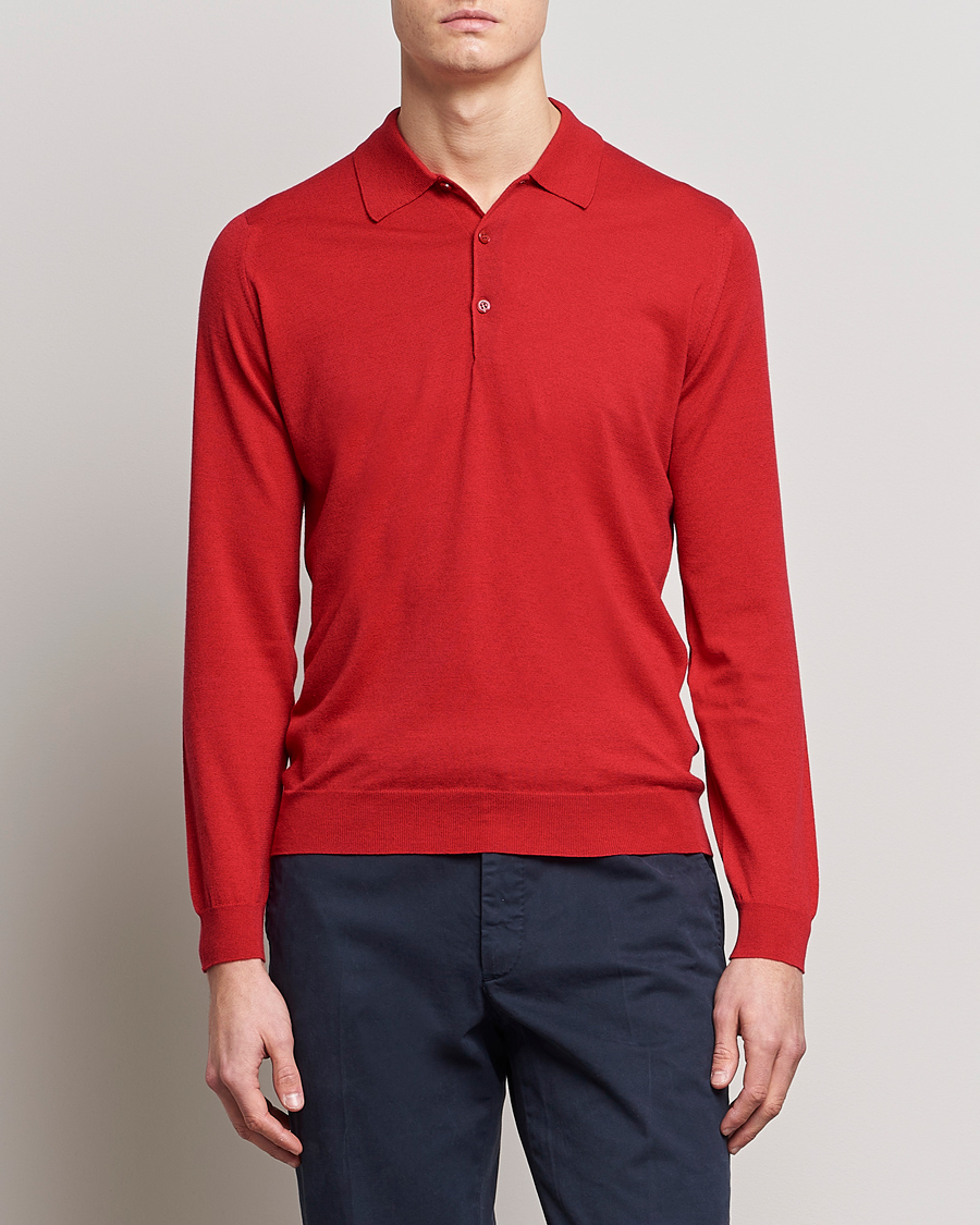 Hombres | Jerséis y prendas de punto | John Smedley | Belper Wool/Cotton Polo Pullover Ruby