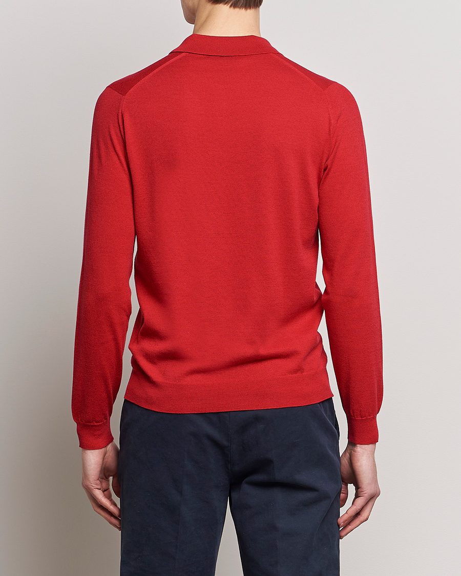 Hombres | Jerséis y prendas de punto | John Smedley | Belper Wool/Cotton Polo Pullover Ruby