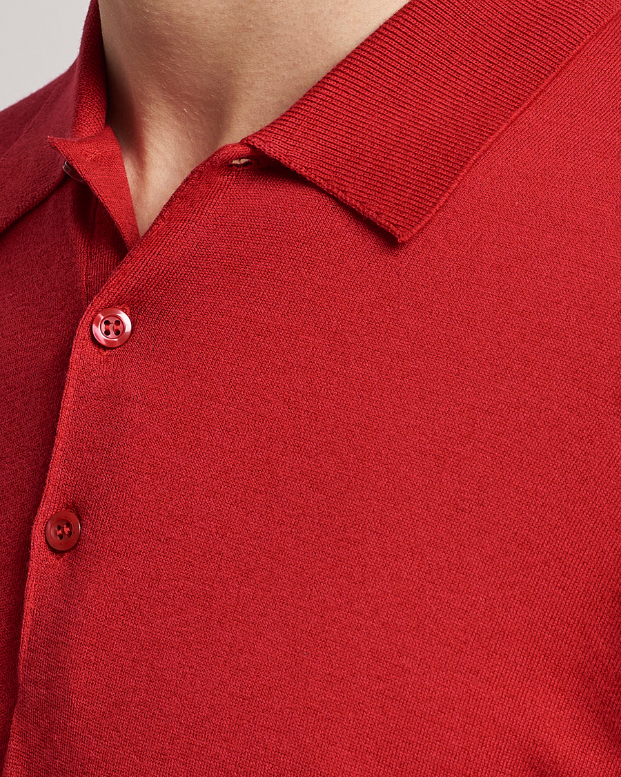 Hombres | Jerséis y prendas de punto | John Smedley | Belper Wool/Cotton Polo Pullover Ruby