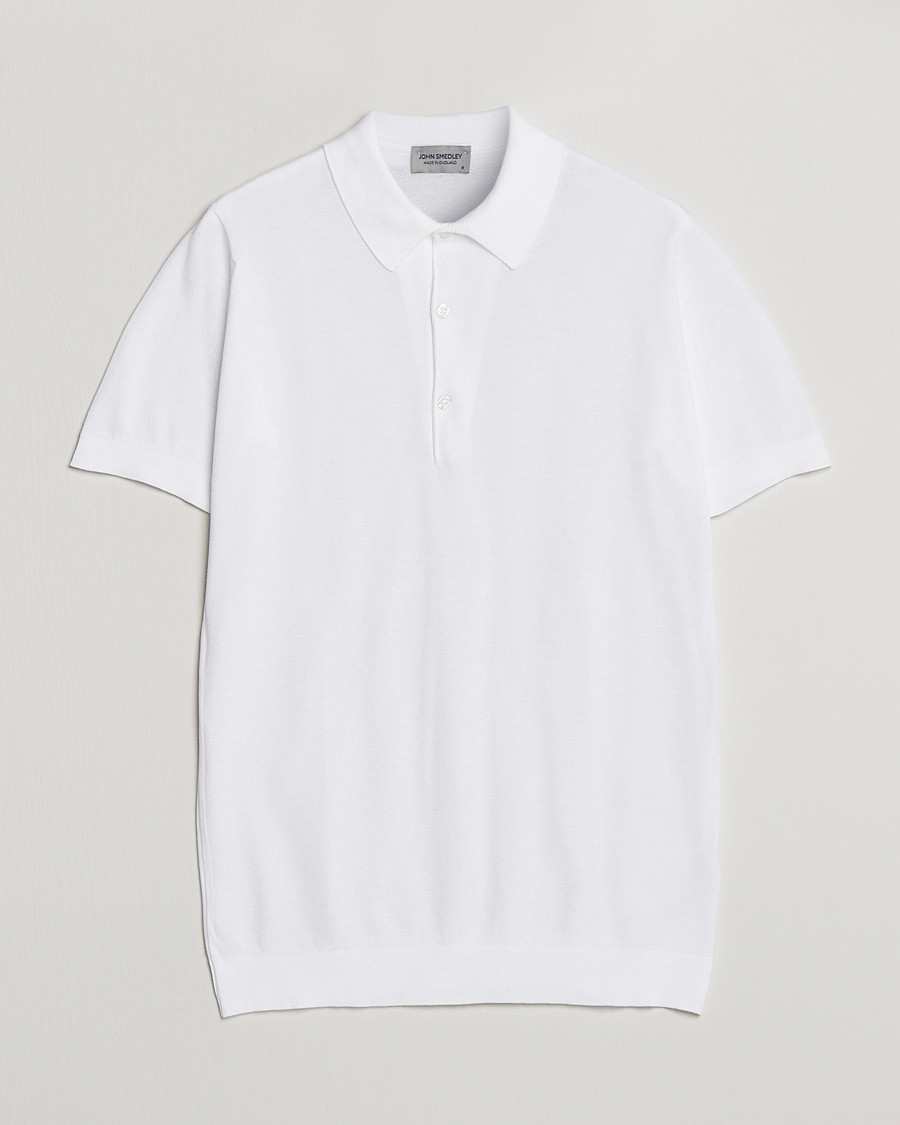 Hombres | Polos | John Smedley | Roth Structured Pique White