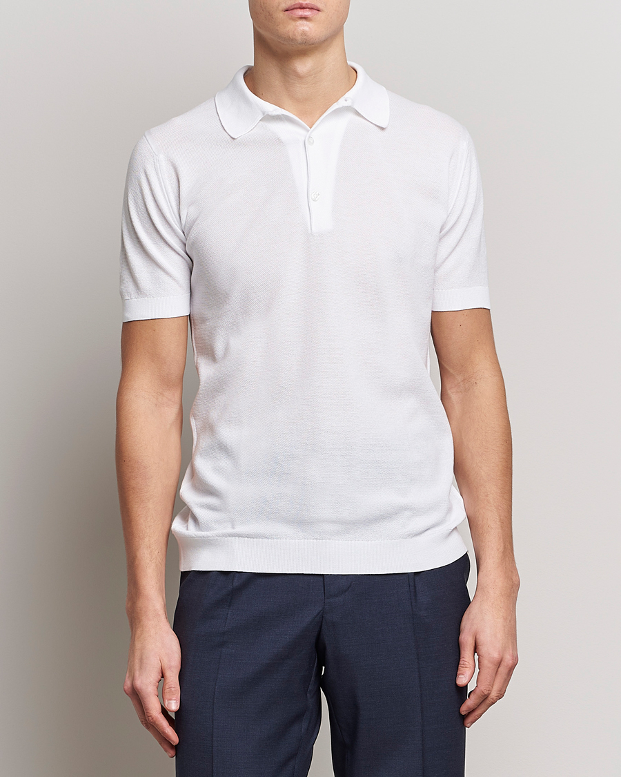 Hombres | Polos | John Smedley | Roth Structured Pique White