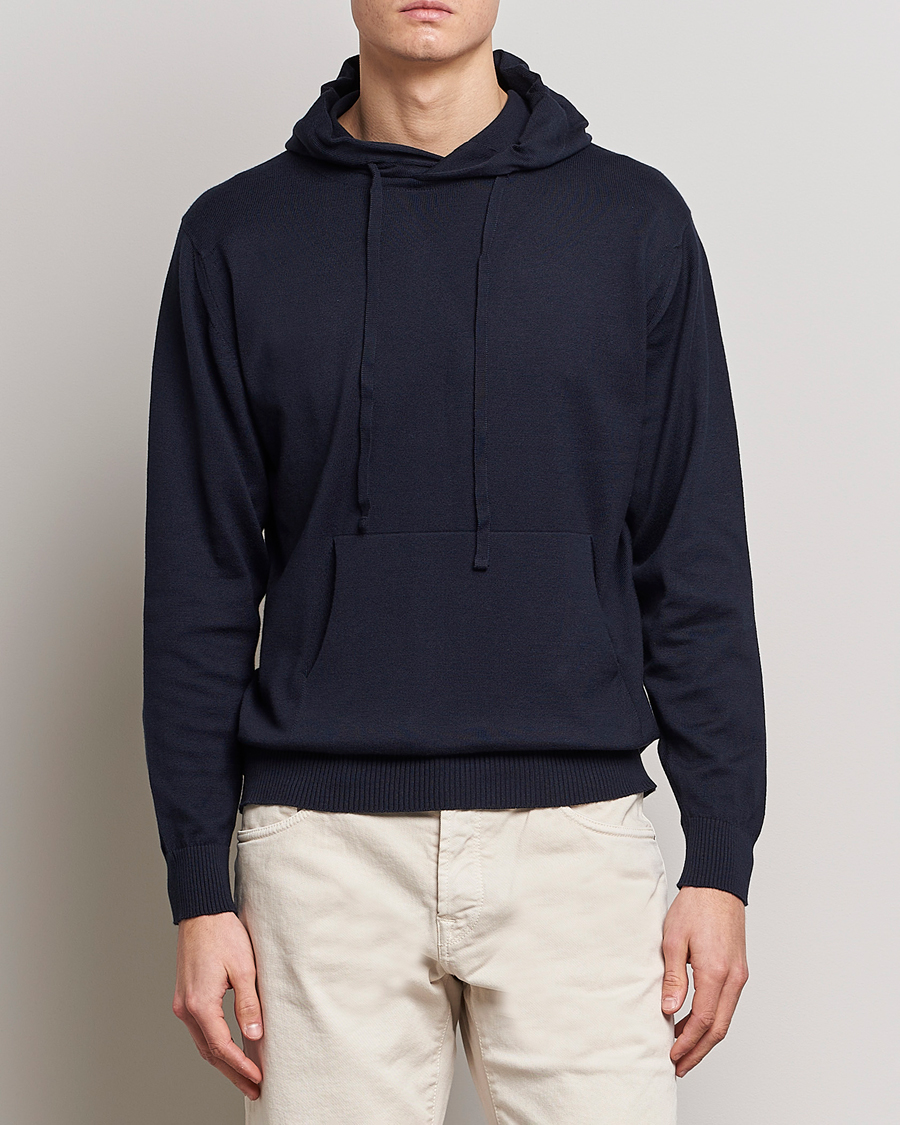 Hombres | Jerséis y prendas de punto | John Smedley | Sundown Sea Island Hoodie Navy