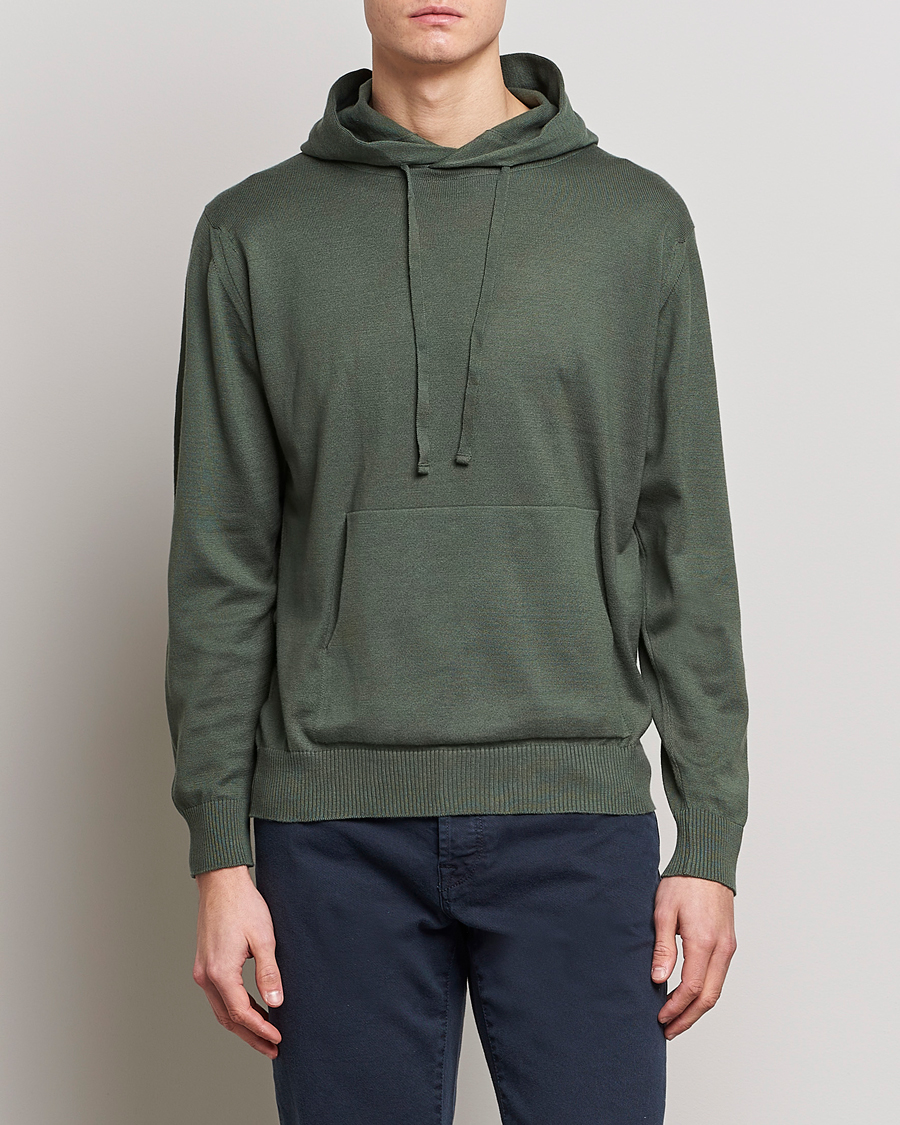 Hombres | Jerséis y prendas de punto | John Smedley | Sundown Sea Island Hoodie Palm Green
