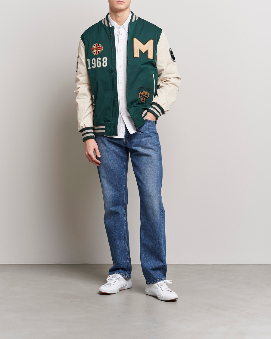 Hombres | Abrigos y chaquetas | Morris | Ramsey Nylon Baseball Jacket Green/White