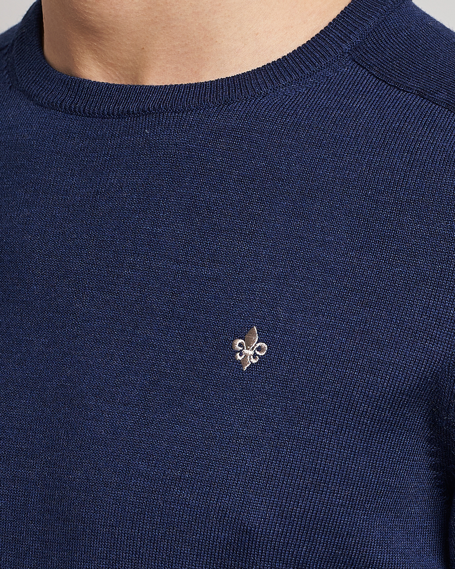 Hombres | Jerséis y prendas de punto | Morris | Merino Crew Neck Pullover Blue