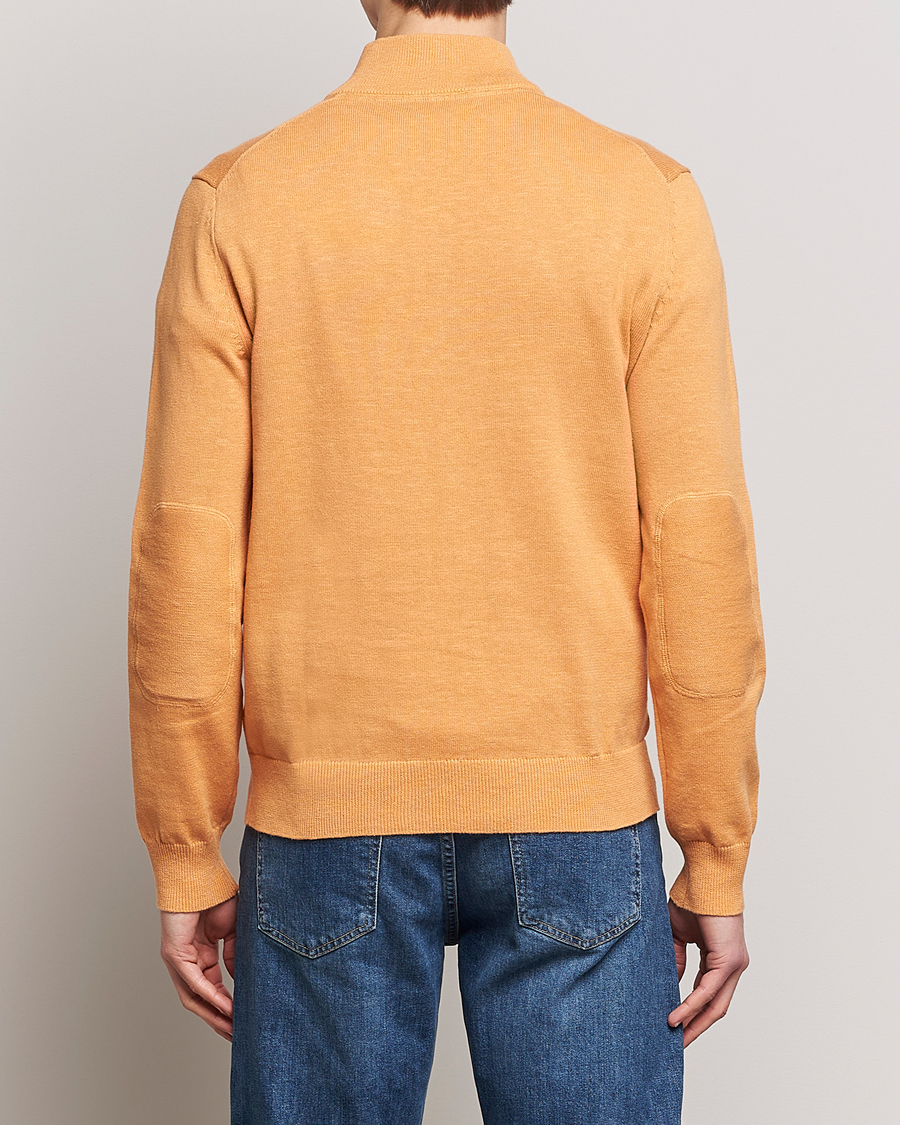Hombres | Jerséis y prendas de punto | Morris | Harold Cotton/Linen Summer Half Zip Orange