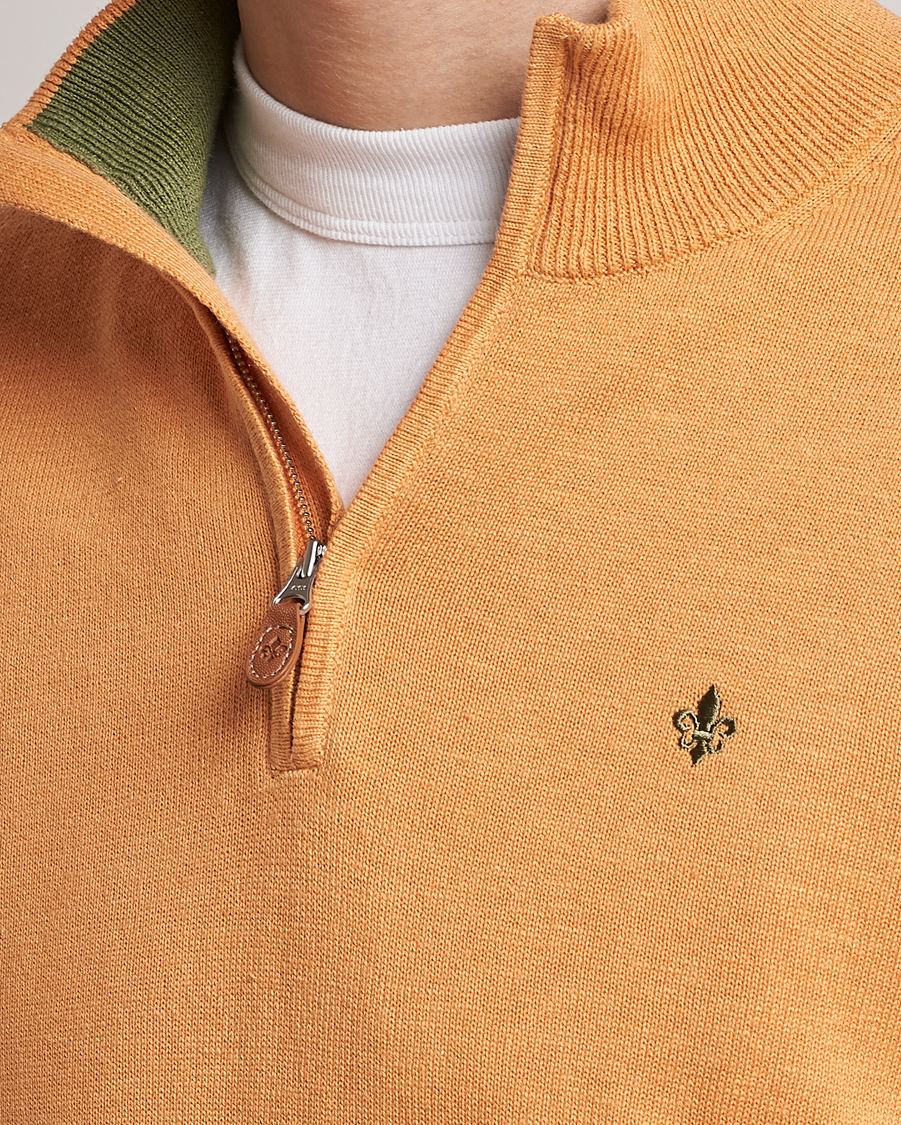 Hombres | Jerséis y prendas de punto | Morris | Harold Cotton/Linen Summer Half Zip Orange
