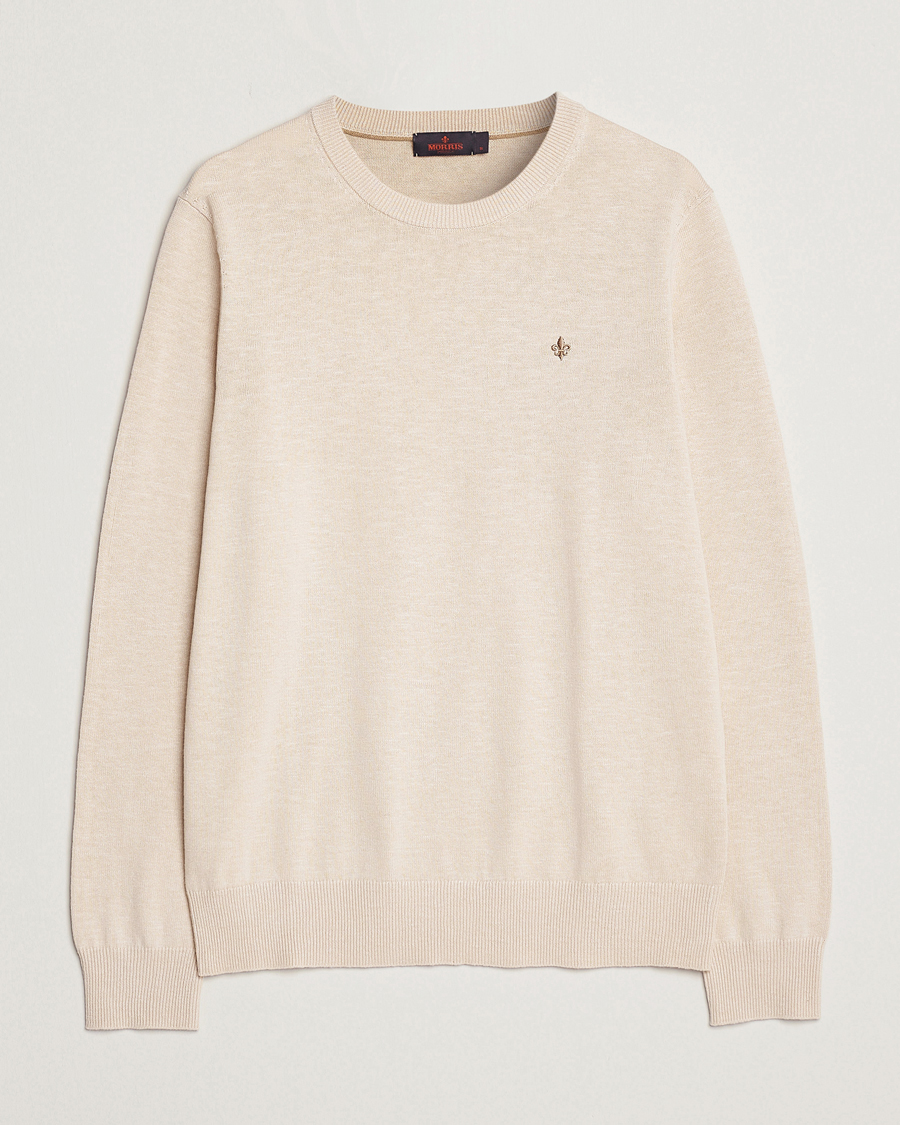 Hombres | Jerséis y prendas de punto | Morris | Harold Cotton/Linen Summer Crew Neck Off White