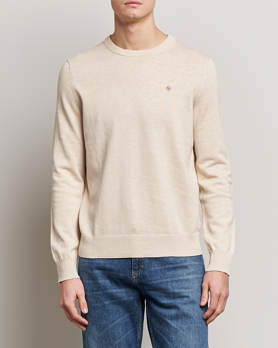 Hombres | Jerséis y prendas de punto | Morris | Harold Cotton/Linen Summer Crew Neck Off White