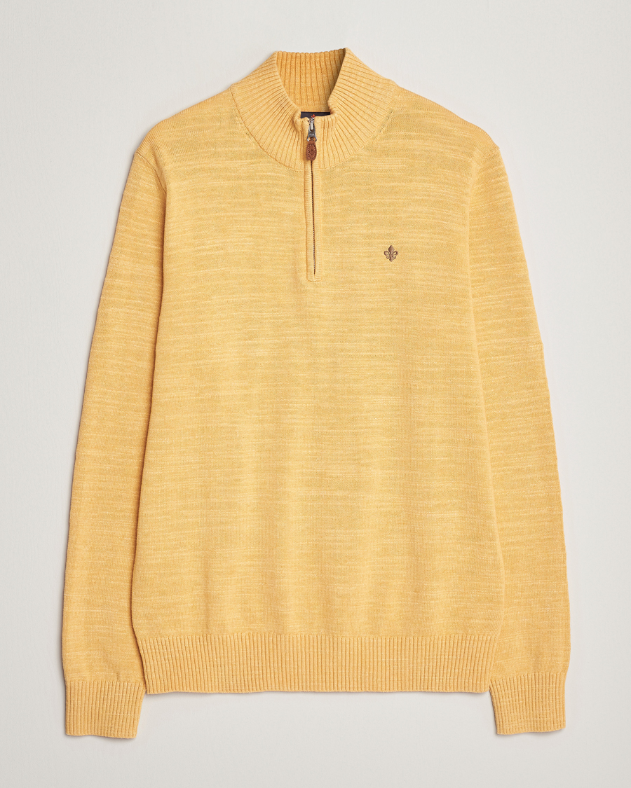 Hombres | Jerséis y prendas de punto | Morris | Randall Cotton Half Zip Yellow