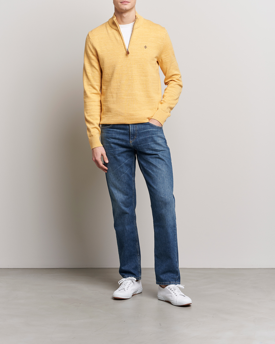 Hombres | Jerséis y prendas de punto | Morris | Randall Cotton Half Zip Yellow