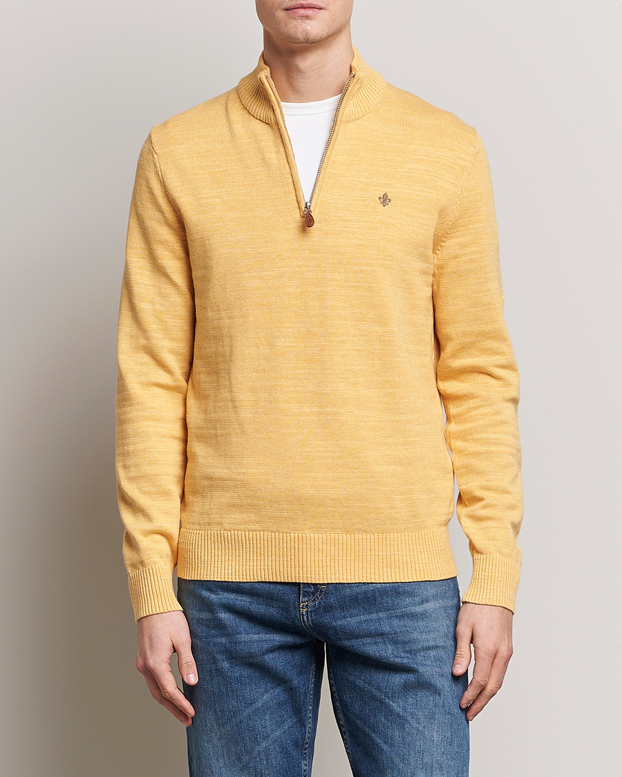 Hombres | Jerséis y prendas de punto | Morris | Randall Cotton Half Zip Yellow