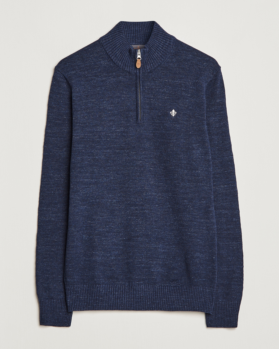 Hombres | Jerséis y prendas de punto | Morris | Randall Cotton Half Zip Navy
