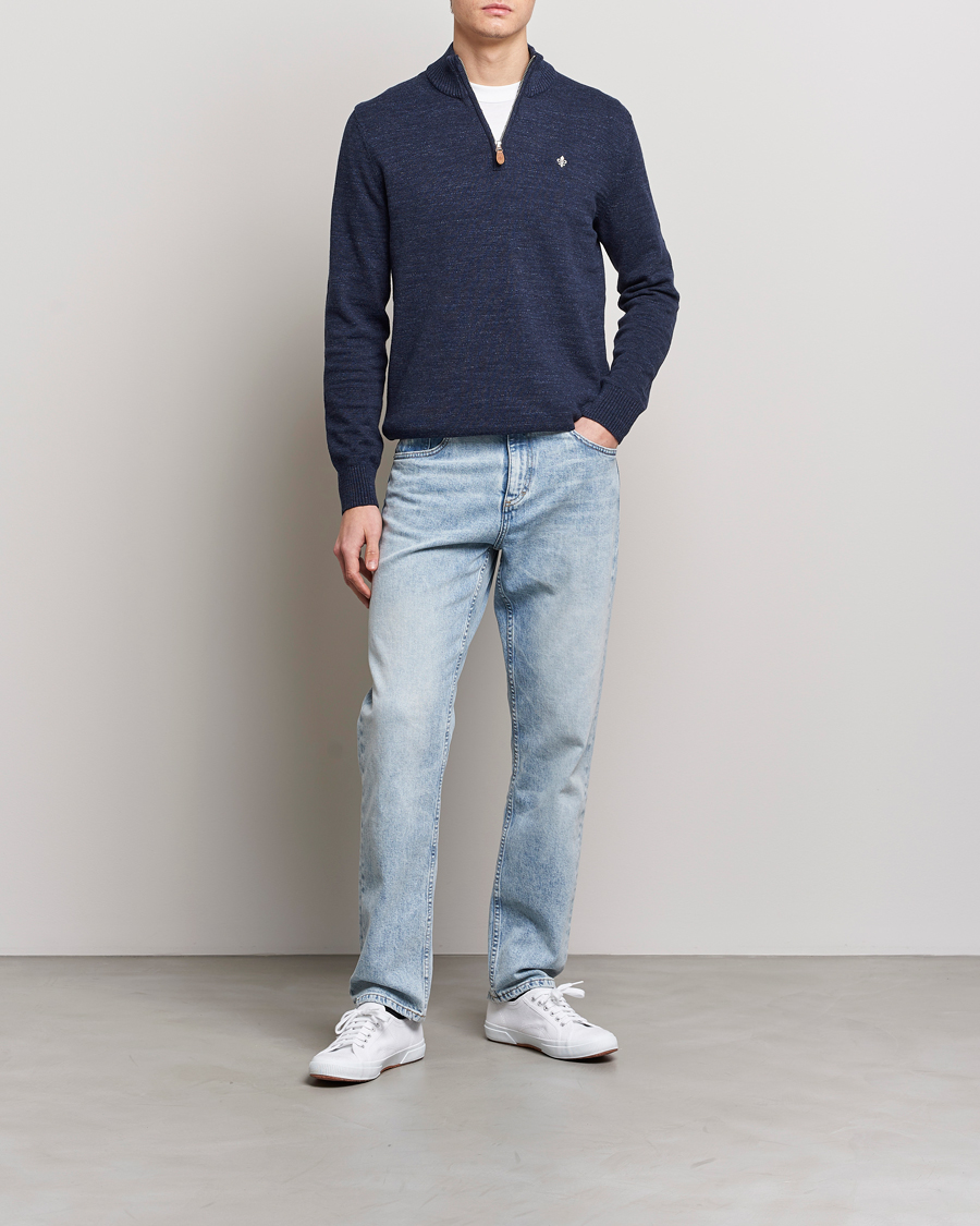 Hombres | Jerséis y prendas de punto | Morris | Randall Cotton Half Zip Navy