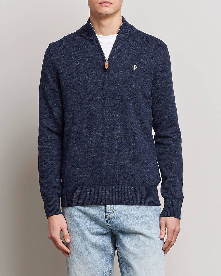 Hombres | Jerséis y prendas de punto | Morris | Randall Cotton Half Zip Navy