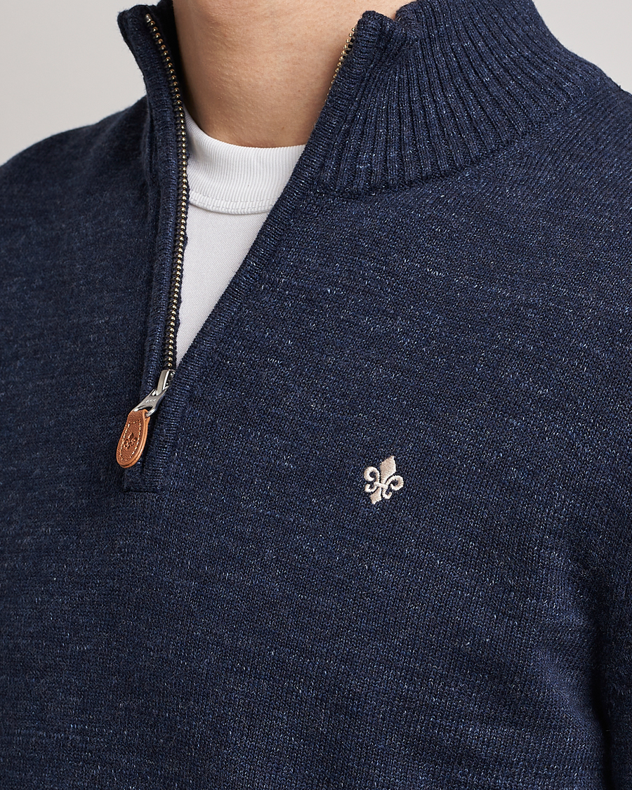 Hombres | Jerséis y prendas de punto | Morris | Randall Cotton Half Zip Navy