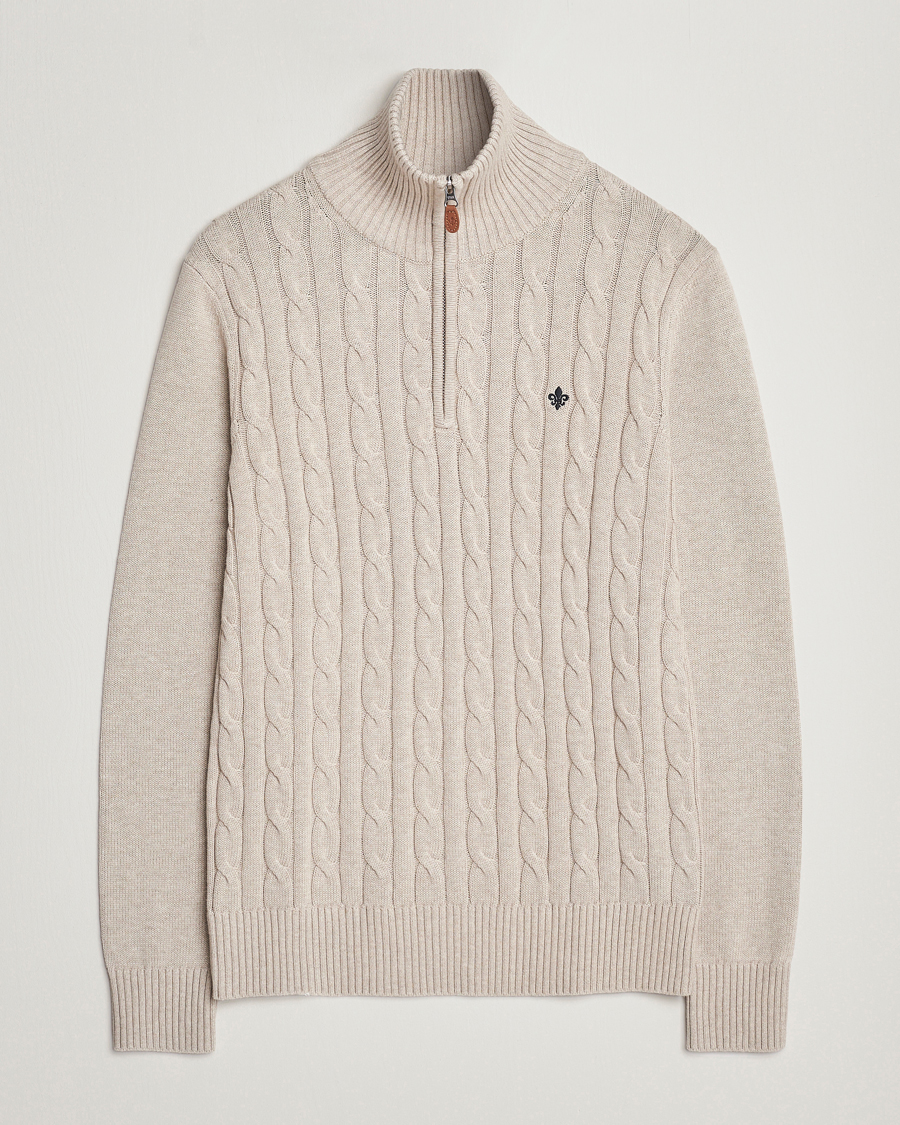 Hombres | Jerséis y prendas de punto | Morris | Raymond Cable Half Zip Khaki