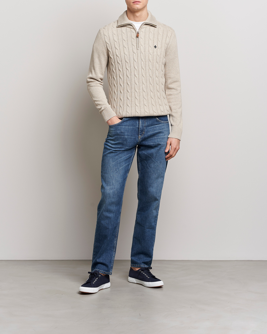 Hombres | Jerséis y prendas de punto | Morris | Raymond Cable Half Zip Khaki