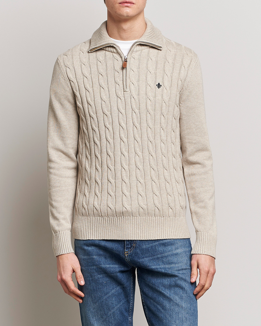 Hombres | Jerséis y prendas de punto | Morris | Raymond Cable Half Zip Khaki