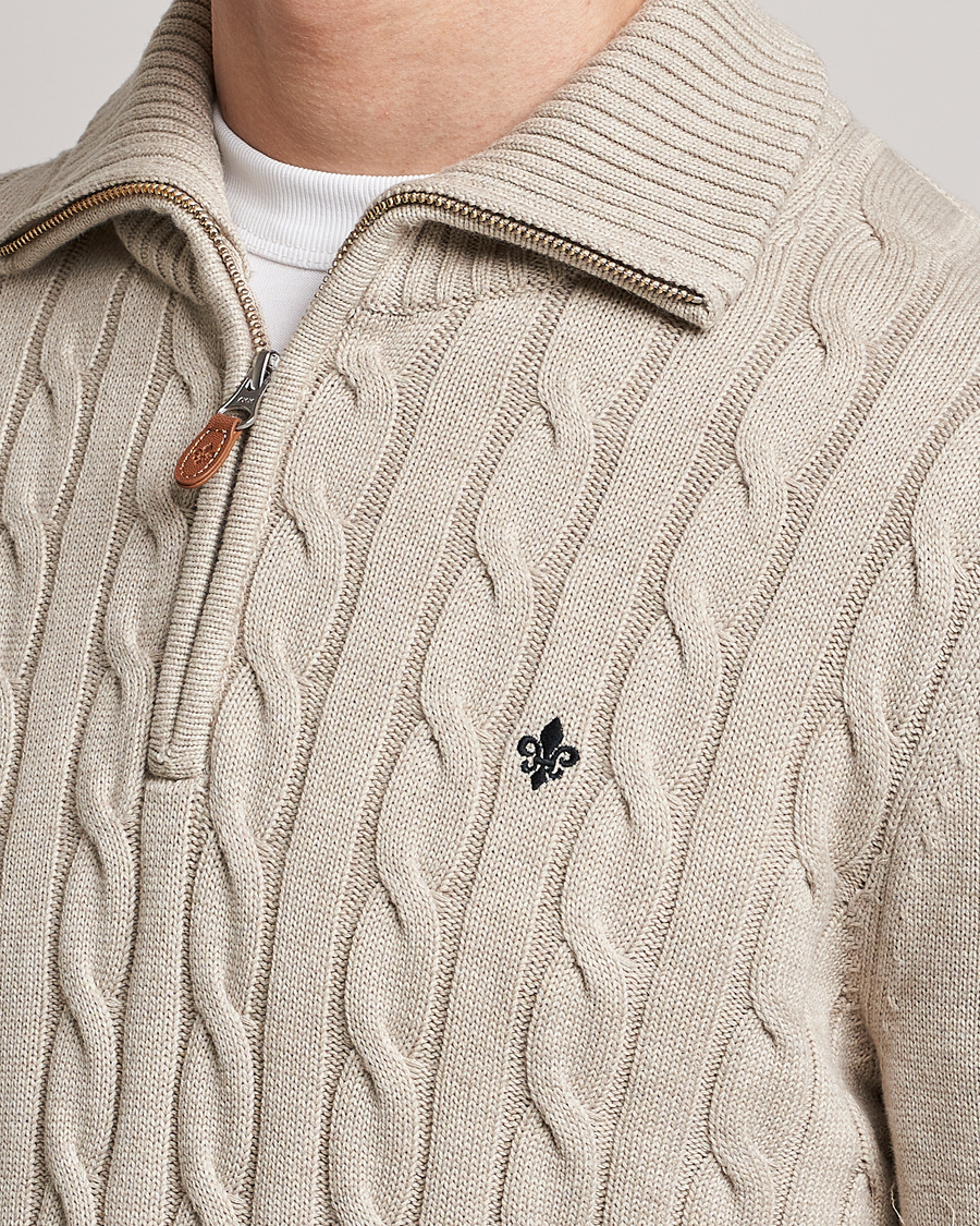 Hombres | Jerséis y prendas de punto | Morris | Raymond Cable Half Zip Khaki