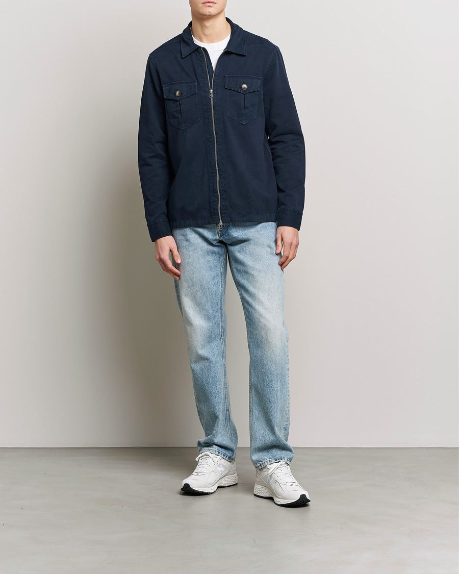 Hombres | Camisas | Morris | Brayden Zip Overshirt Old Blue