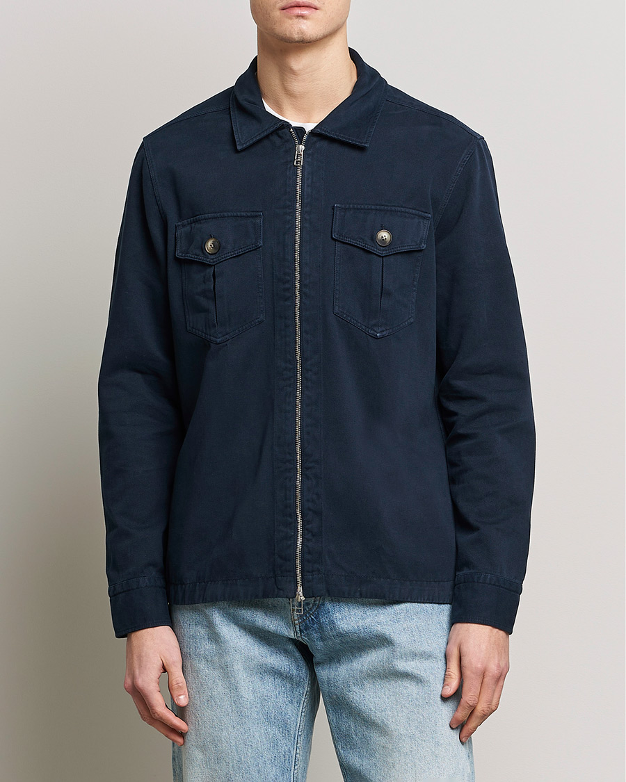 Hombres | Camisas | Morris | Brayden Zip Overshirt Old Blue