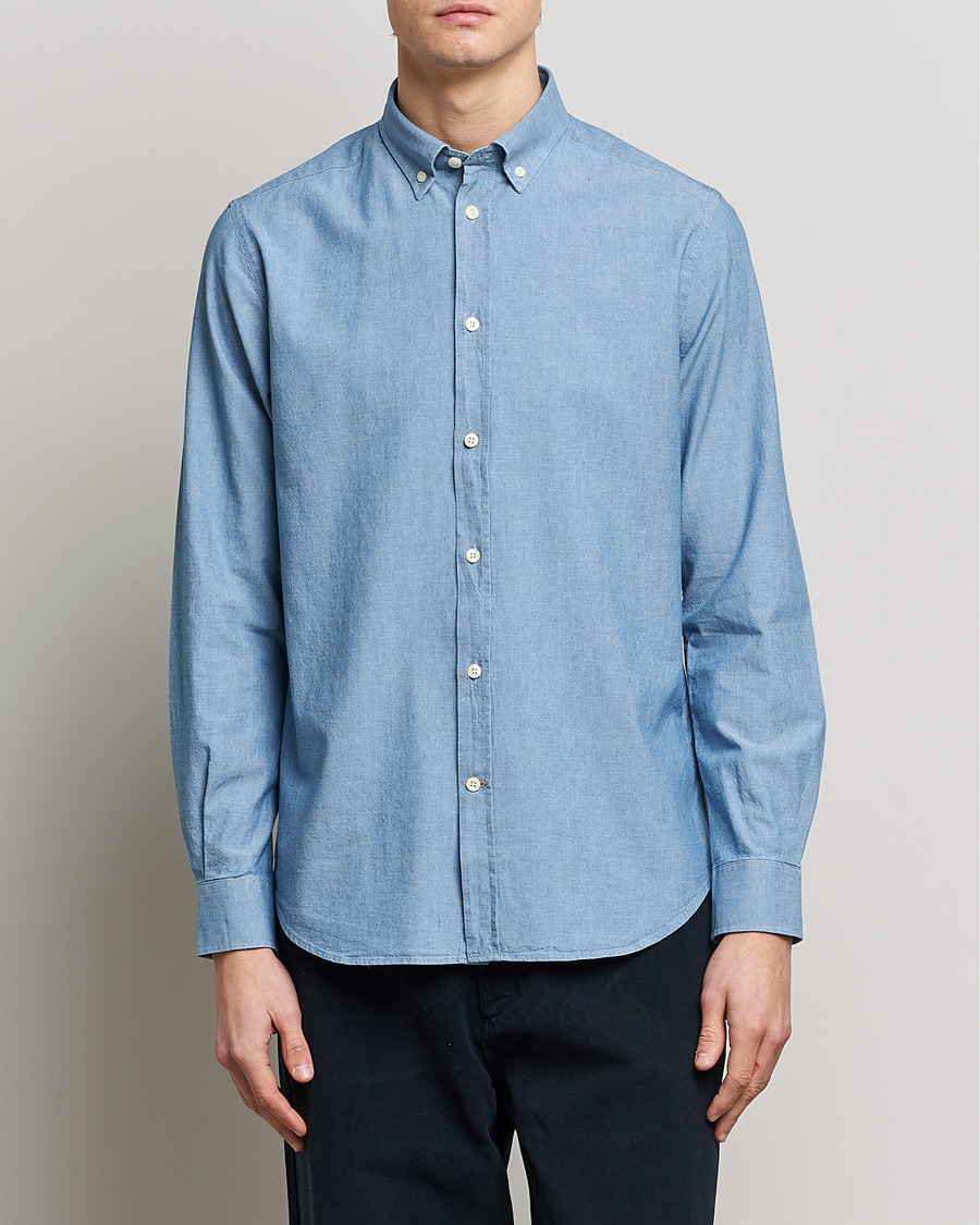 Hombres | Camisas | Morris | John Chambray Button Down Shirt Light Blue