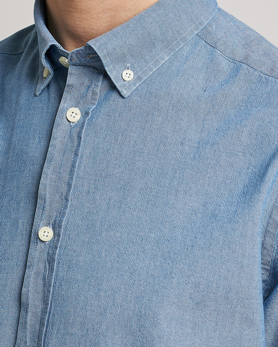 Hombres | Camisas | Morris | John Chambray Button Down Shirt Light Blue