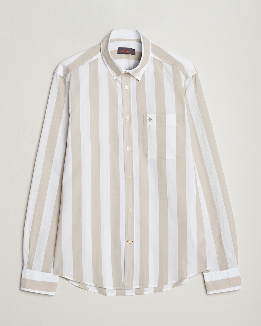 Hombres | Camisas | Morris | Cotton Blockstripe Button Down Shirt Khaki/White
