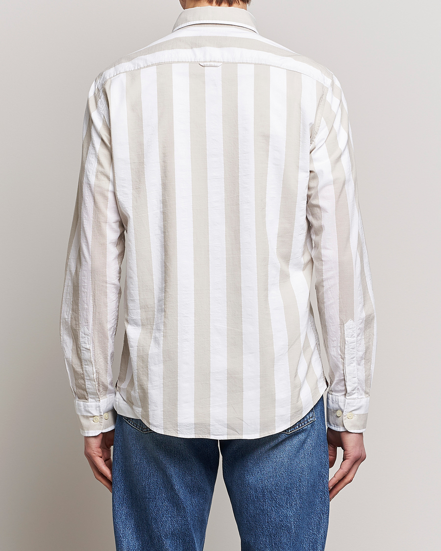 Hombres | Camisas | Morris | Cotton Blockstripe Button Down Shirt Khaki/White