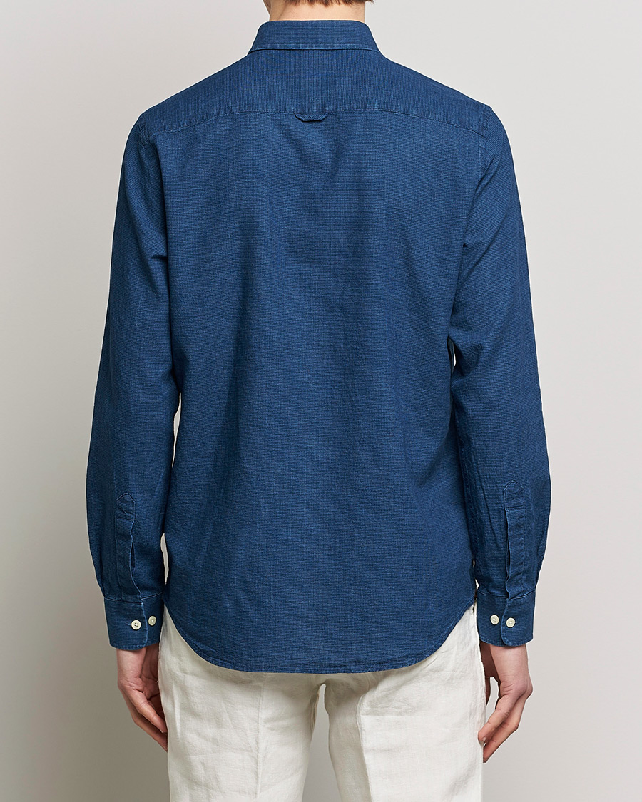 Hombres | Camisas | Morris | Cotton /Linen Indigo Button Down Shirt Dark Blue