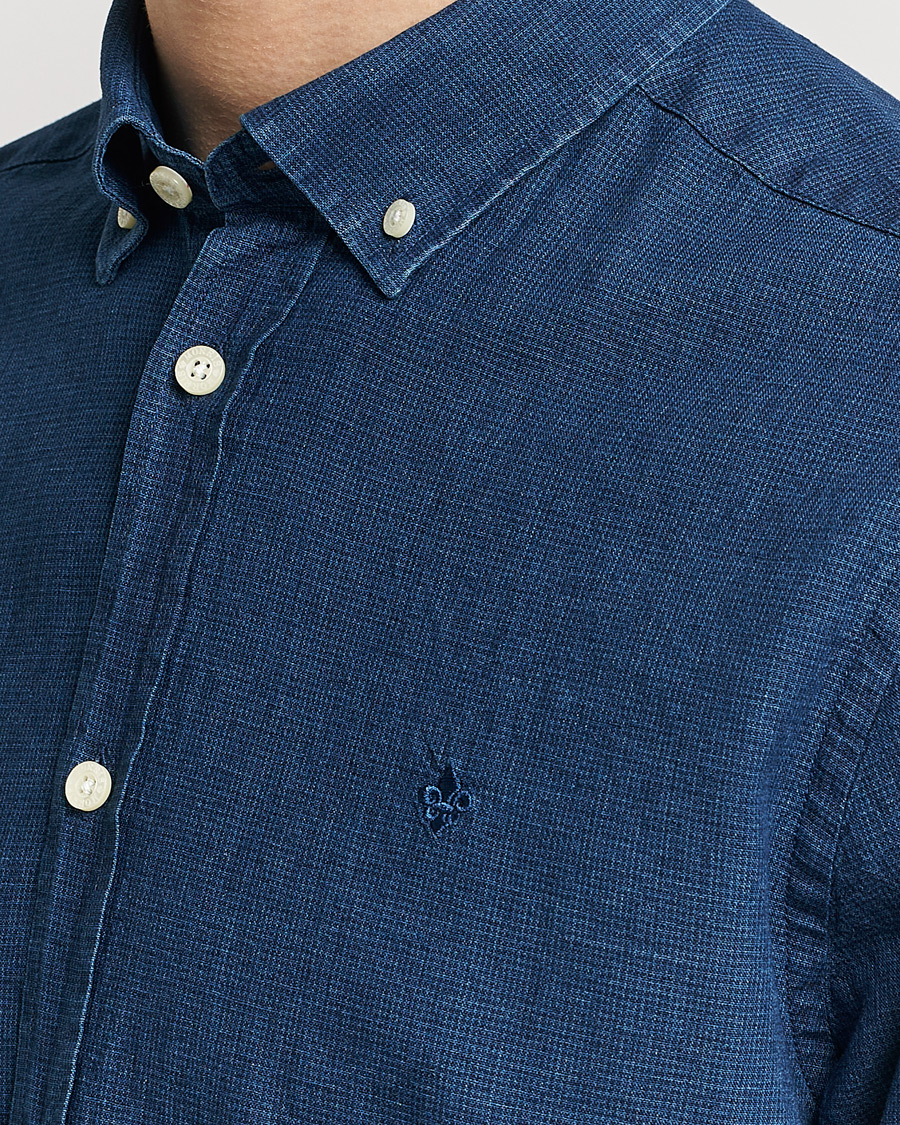 Hombres | Camisas | Morris | Cotton /Linen Indigo Button Down Shirt Dark Blue