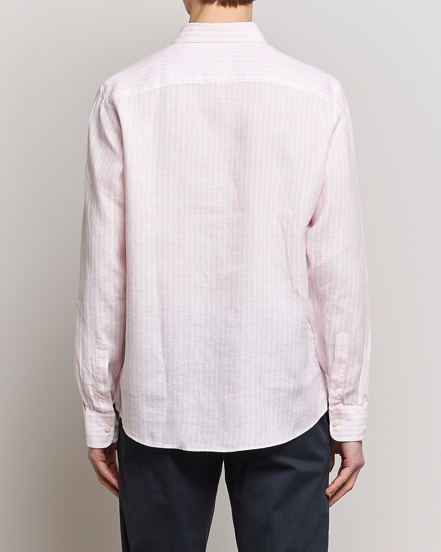 Hombres | Camisas | Morris | Douglas Linen Button Down Striped Shirt Pink/White