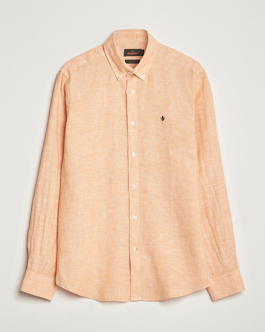 Hombres | Camisas | Morris | Douglas Button Down Linen Shirt Orange