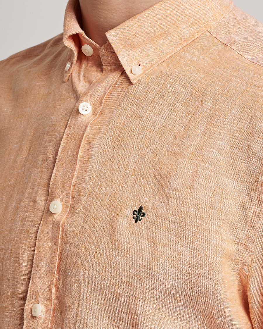 Hombres | Camisas | Morris | Douglas Button Down Linen Shirt Orange