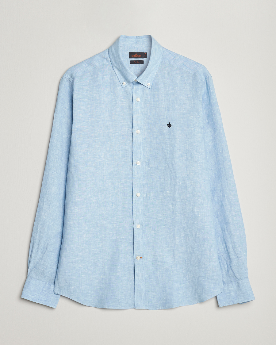 Hombres | Camisas | Morris | Douglas Linen Button Down Shirt Light Blue