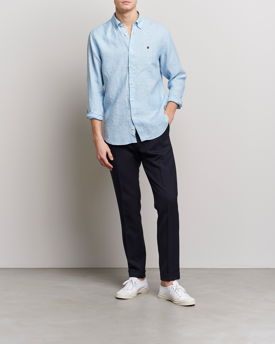 Hombres | Camisas | Morris | Douglas Linen Button Down Shirt Light Blue