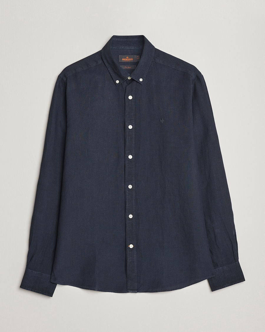 Hombres | Camisas | Morris | Douglas Linen Button Down Shirt Navy
