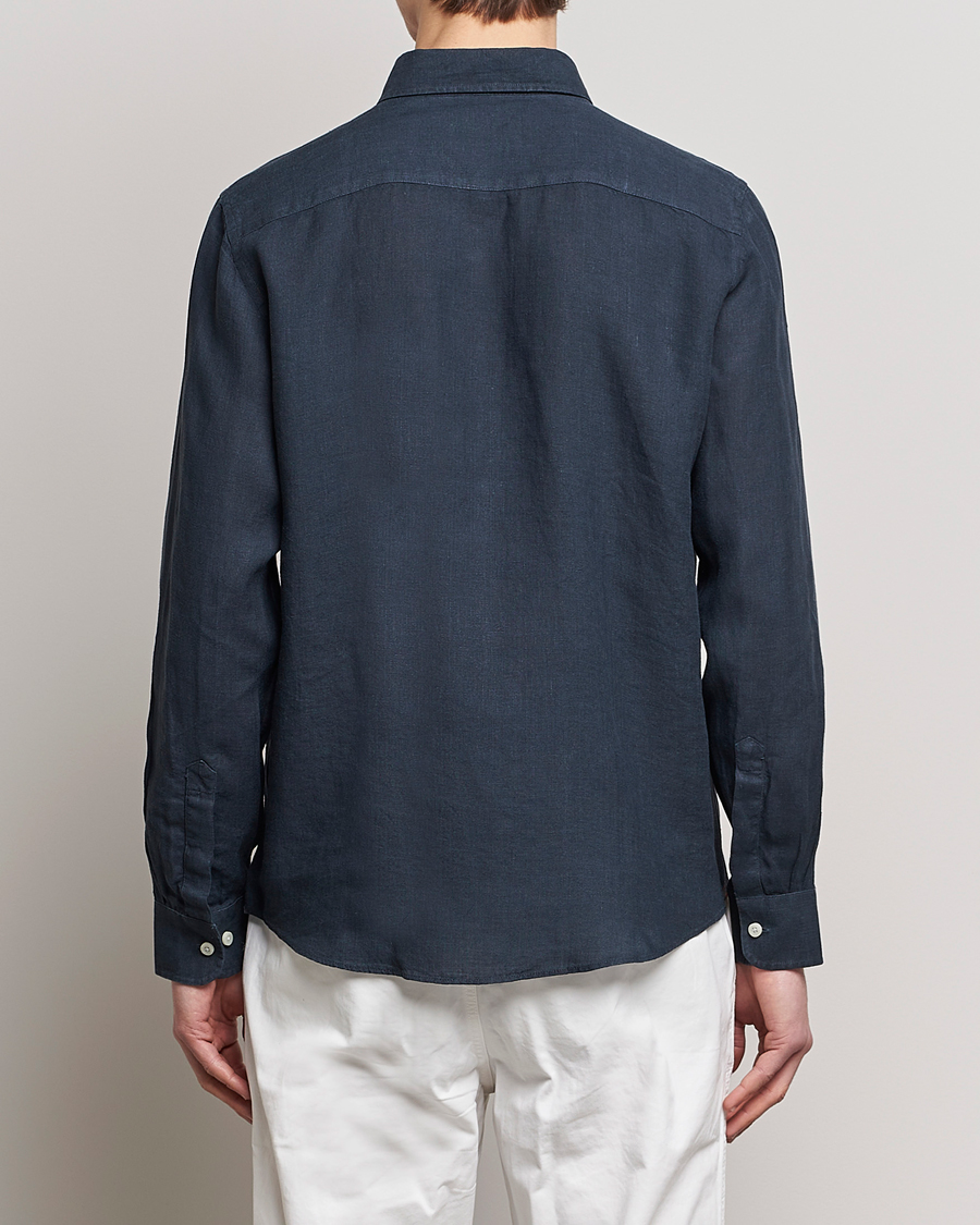 Hombres | Camisas | Morris | Douglas Linen Button Down Shirt Navy